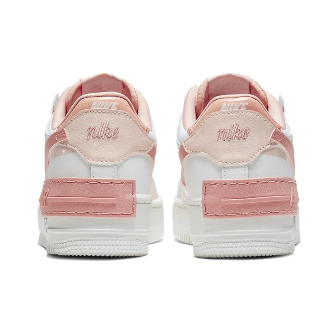 Nike Pink and White Colorway Air Force 1 Shadow Original Low Top Boardshorts Anti-skid Wearable Women's Casual Shoes