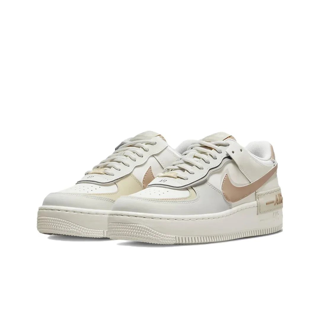 Nike Pink and White Colorway Air Force 1 Shadow Original Low Top Boardshorts Anti-skid Wearable Women's Casual Shoes