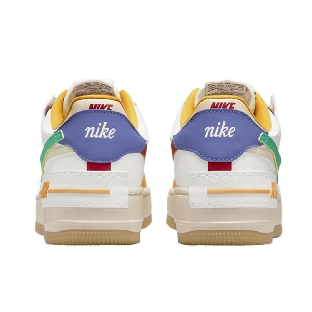 Nike Pink and White Colorway Air Force 1 Shadow Original Low Top Boardshorts Anti-skid Wearable Women's Casual Shoes