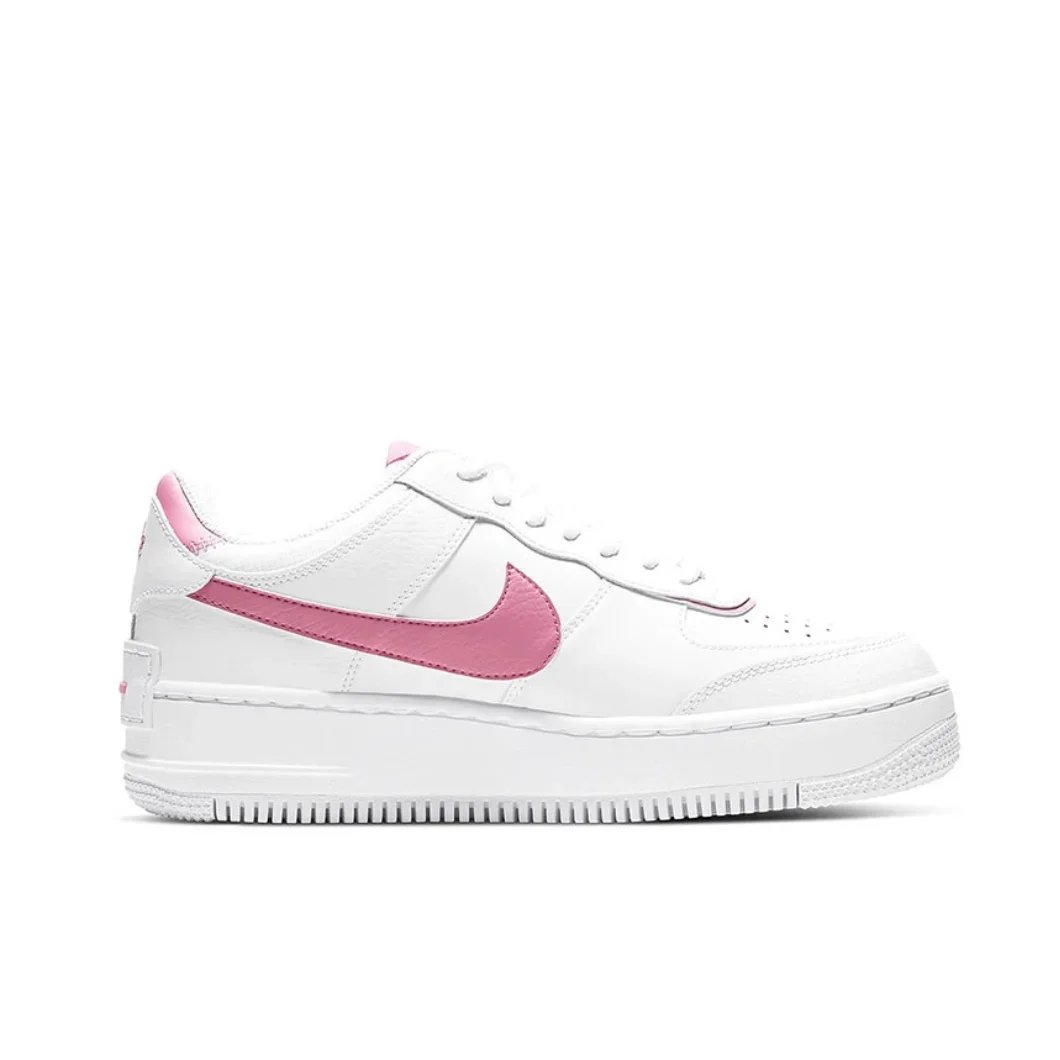 Nike Pink and White Colorway Air Force 1 Shadow Original Low Top Boardshorts Anti-skid Wearable Women's Casual Shoes