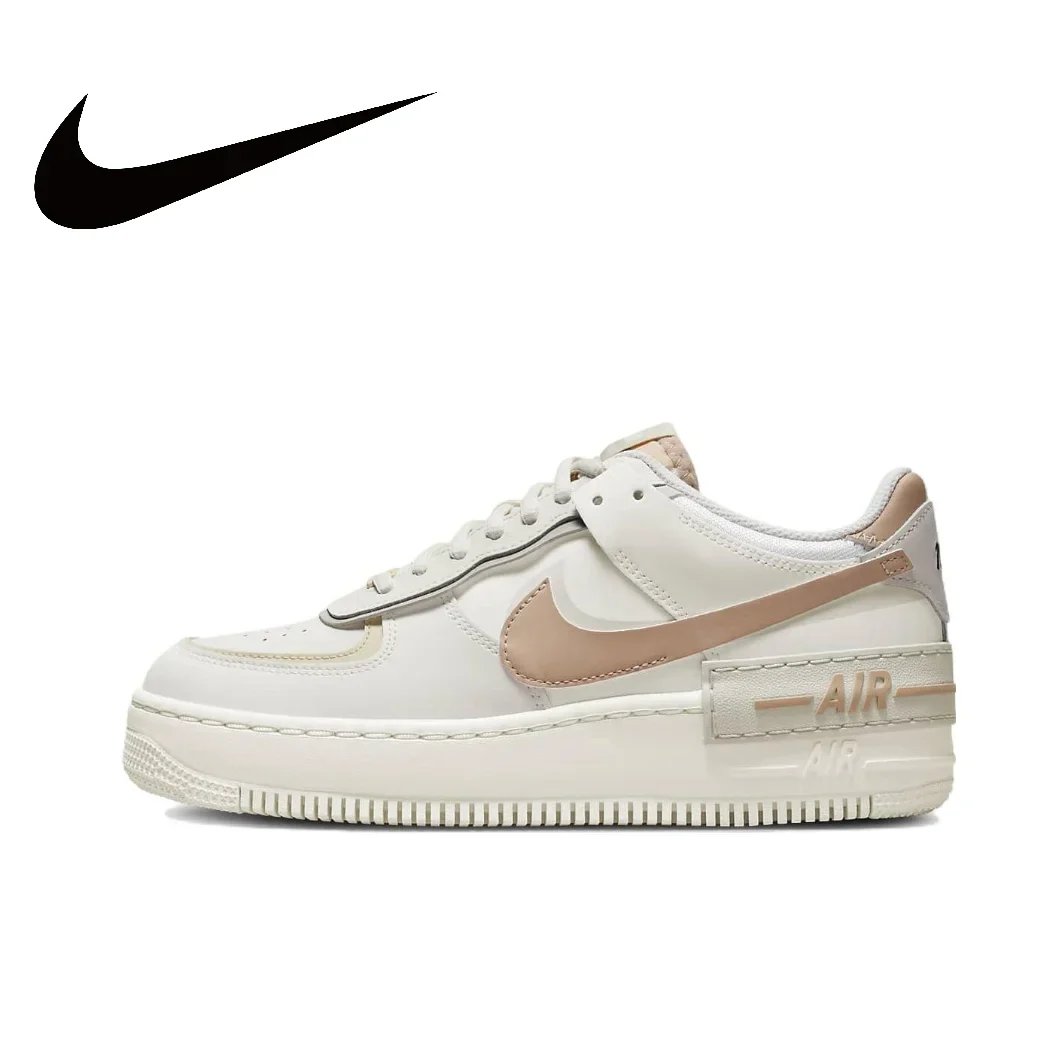 Nike Pink and White Colorway Air Force 1 Shadow Original Low Top Boardshorts Anti-skid Wearable Women's Casual Shoes