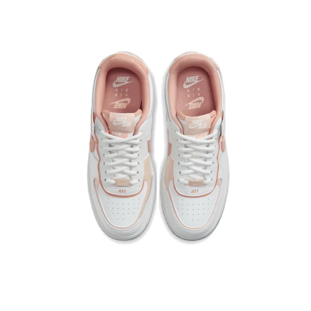 Nike Pink and White Colorway Air Force 1 Shadow Original Low Top Boardshorts Anti-skid Wearable Women's Casual Shoes