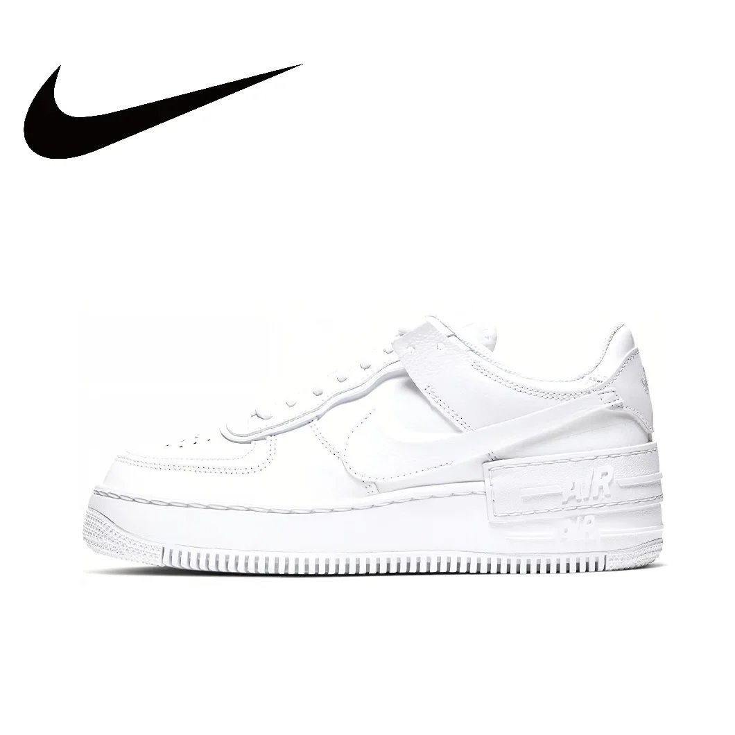 Nike Pink and White Colorway Air Force 1 Shadow Original Low Top Boardshorts Anti-skid Wearable Women's Casual Shoes