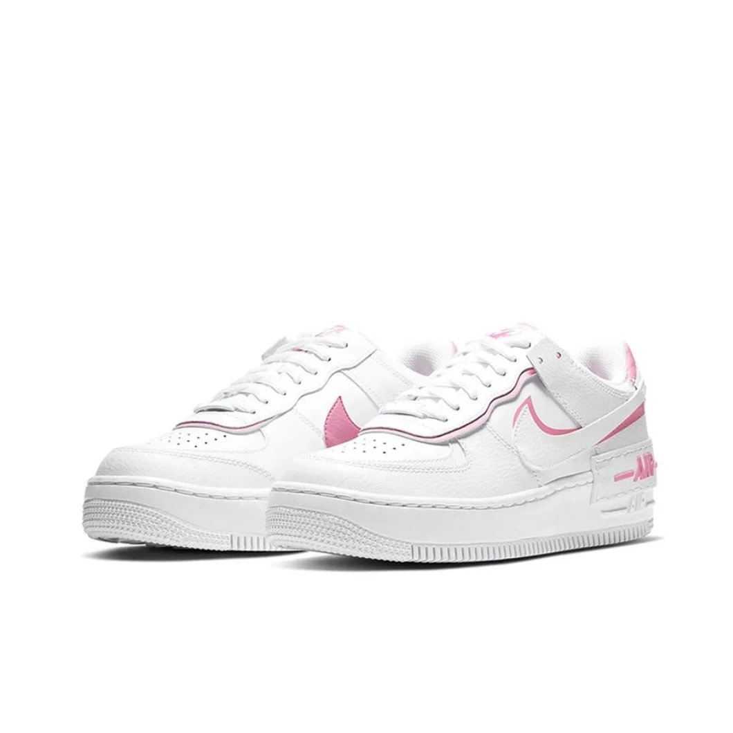 Nike Pink and White Colorway Air Force 1 Shadow Original Low Top Boardshorts Anti-skid Wearable Women's Casual Shoes