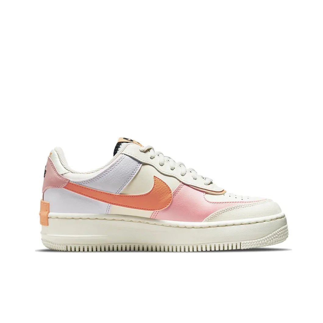 Nike Pink and White Colorway Air Force 1 Shadow Original Low Top Boardshorts Anti-skid Wearable Women's Casual Shoes