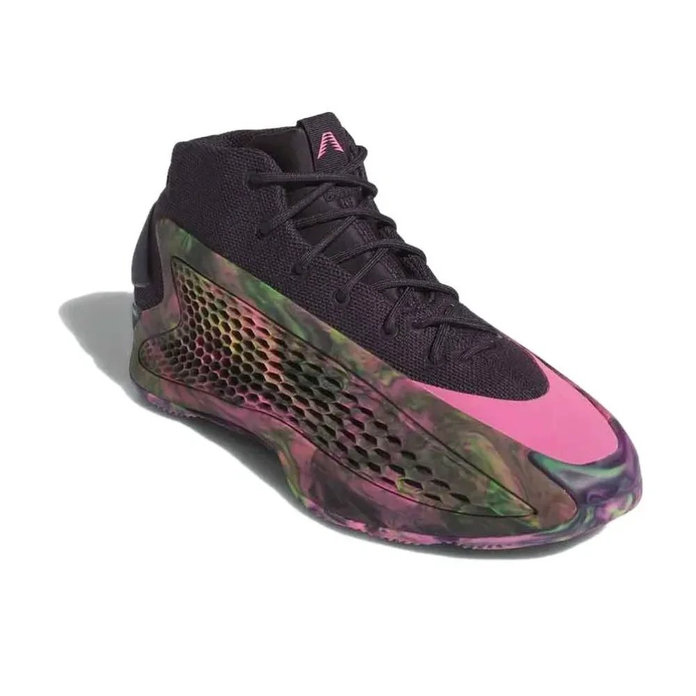 Adidas Newest Listing A.E.1 Mid Top Basketball Shoes Shock Absorbing and Slip Resistant Men's Sneakers Black and White