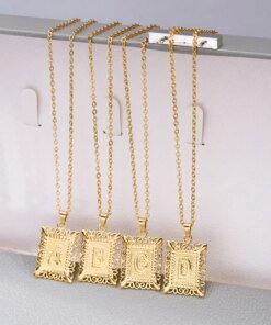 Stainless Steel Initial Letter Necklace For Women Men Gold Color 26 Alphabet Clavicle Chain Choker Birthday Party Jewelry Gifts