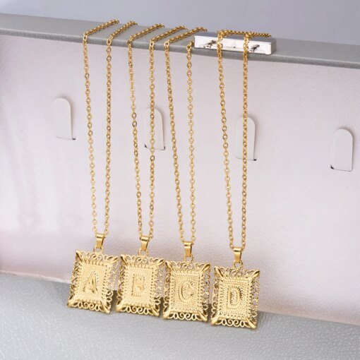 Stainless Steel Initial Letter Necklace For Women Men Gold Color 26 Alphabet Clavicle Chain Choker Birthday Party Jewelry Gifts