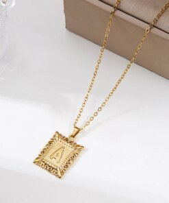 Alternative view of Stainless Steel Initial Letter Necklace For Women Men Gold Color 26 Alphabet Clavicle Chain Choker Birthday Party Jewelry Gifts