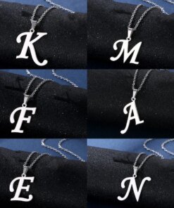 Fashion Letters A-Z Necklace for Women Men Stainless Steel High Quality English Alphabe Necklace A B C D E FGHIJKLMNOPQRSTUVWXYZ