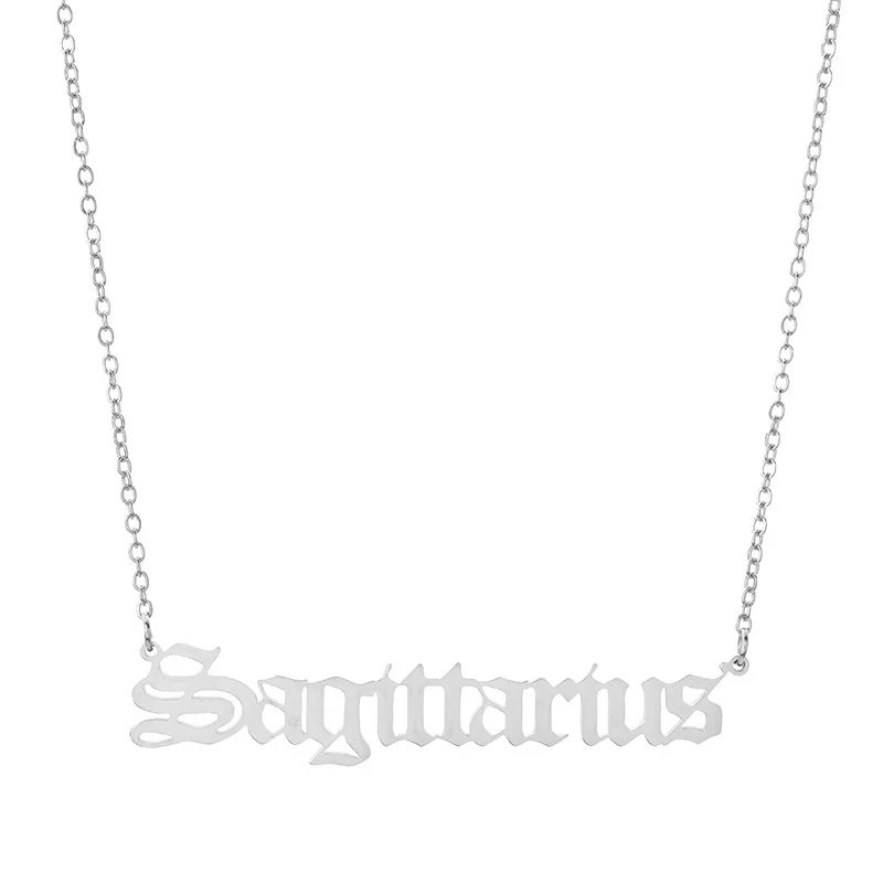 Stainless Steel 12 Zodiac Constellation Necklaces Letter Aquarius Aries Gemini Pisces Leo Sagittarius Pendant Necklace for Women Stainless Steel 12 Zodiac Constellation Necklaces Letter Aquarius Aries Gemini Pisces Leo Sagittarius Pendant Necklace for Women