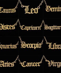 Stainless Steel 12 Zodiac Constellation Necklaces Letter Aquarius Aries Gemini Pisces Leo Sagittarius Pendant Necklace for Women