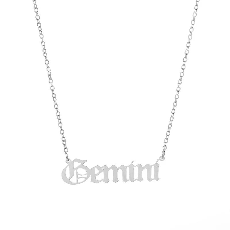 Stainless Steel 12 Zodiac Constellation Necklaces Letter Aquarius Aries Gemini Pisces Leo Sagittarius Pendant Necklace for Women Stainless Steel 12 Zodiac Constellation Necklaces Letter Aquarius Aries Gemini Pisces Leo Sagittarius Pendant Necklace for Women