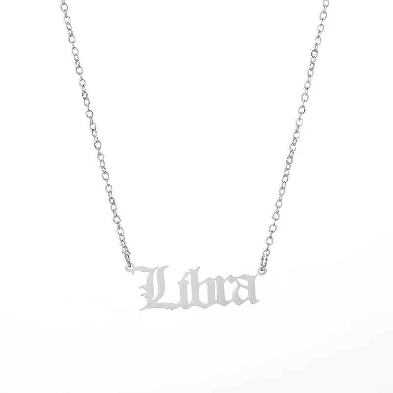Stainless Steel 12 Zodiac Constellation Necklaces Letter Aquarius Aries Gemini Pisces Leo Sagittarius Pendant Necklace for Women Stainless Steel 12 Zodiac Constellation Necklaces Letter Aquarius Aries Gemini Pisces Leo Sagittarius Pendant Necklace for Women