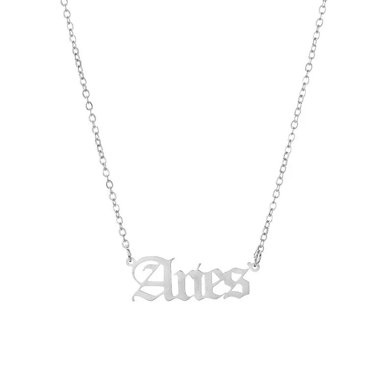 Stainless Steel 12 Zodiac Constellation Necklaces Letter Aquarius Aries Gemini Pisces Leo Sagittarius Pendant Necklace for Women Stainless Steel 12 Zodiac Constellation Necklaces Letter Aquarius Aries Gemini Pisces Leo Sagittarius Pendant Necklace for Women
