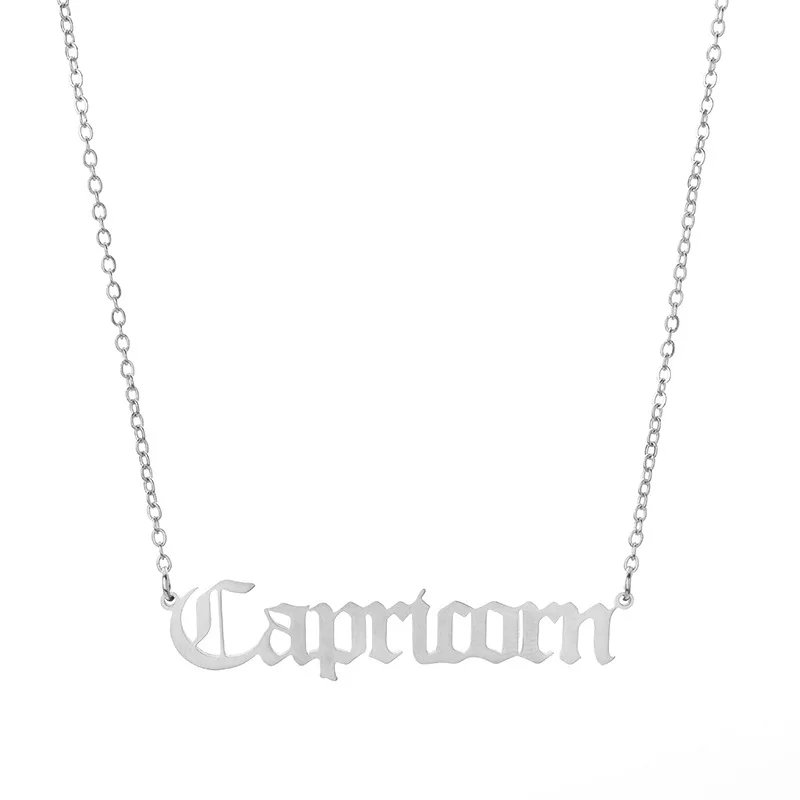 Stainless Steel 12 Zodiac Constellation Necklaces Letter Aquarius Aries Gemini Pisces Leo Sagittarius Pendant Necklace for Women Stainless Steel 12 Zodiac Constellation Necklaces Letter Aquarius Aries Gemini Pisces Leo Sagittarius Pendant Necklace for Women