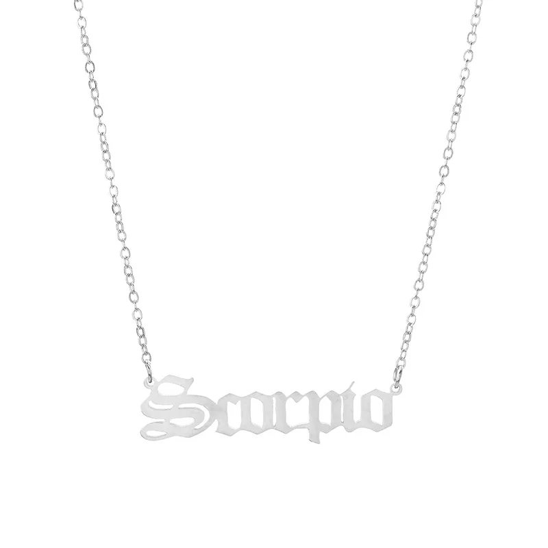 Stainless Steel 12 Zodiac Constellation Necklaces Letter Aquarius Aries Gemini Pisces Leo Sagittarius Pendant Necklace for Women Stainless Steel 12 Zodiac Constellation Necklaces Letter Aquarius Aries Gemini Pisces Leo Sagittarius Pendant Necklace for Women