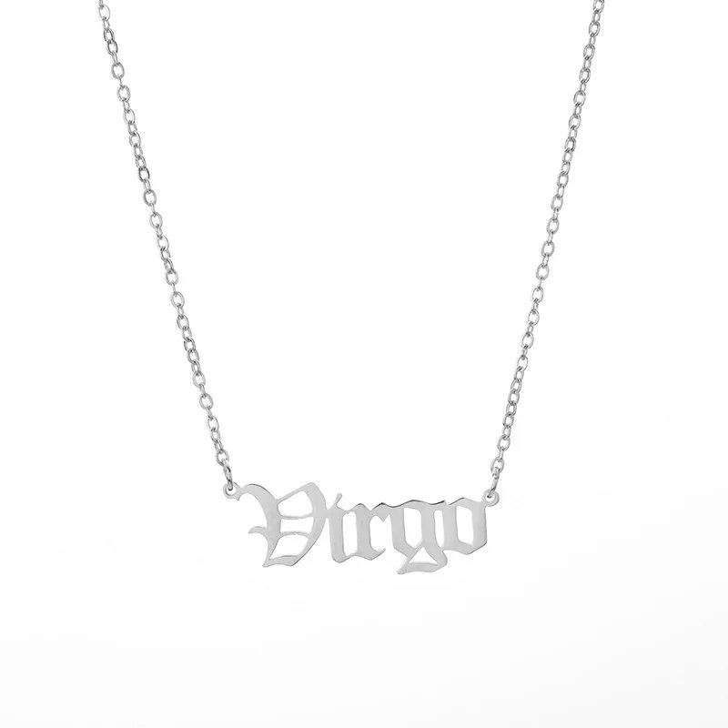 Stainless Steel 12 Zodiac Constellation Necklaces Letter Aquarius Aries Gemini Pisces Leo Sagittarius Pendant Necklace for Women Stainless Steel 12 Zodiac Constellation Necklaces Letter Aquarius Aries Gemini Pisces Leo Sagittarius Pendant Necklace for Women