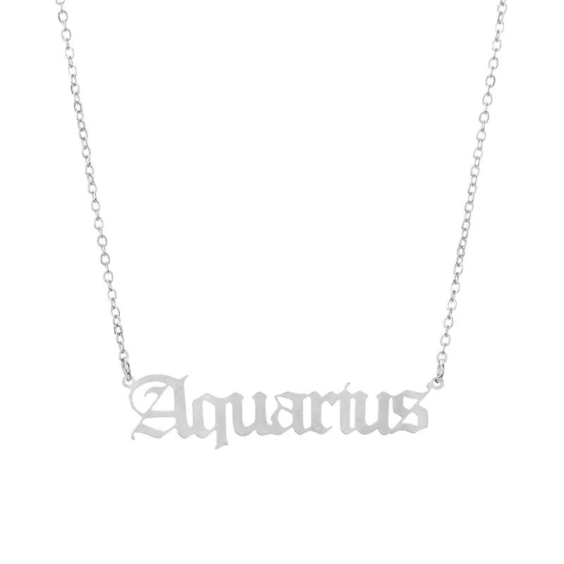 Stainless Steel 12 Zodiac Constellation Necklaces Letter Aquarius Aries Gemini Pisces Leo Sagittarius Pendant Necklace for Women Stainless Steel 12 Zodiac Constellation Necklaces Letter Aquarius Aries Gemini Pisces Leo Sagittarius Pendant Necklace for Women