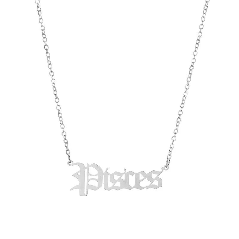 Stainless Steel 12 Zodiac Constellation Necklaces Letter Aquarius Aries Gemini Pisces Leo Sagittarius Pendant Necklace for Women Stainless Steel 12 Zodiac Constellation Necklaces Letter Aquarius Aries Gemini Pisces Leo Sagittarius Pendant Necklace for Women