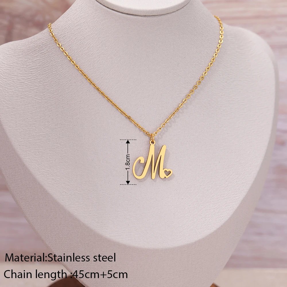 Stainless Steel Necklaces Letter M Heart Pendant Collar Chain Classic Fashion Texture Necklace For Women Jewelry Wedding Gifts