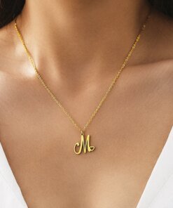 Stainless Steel Necklaces Letter M Heart Pendant Collar Chain Classic Fashion Texture Necklace For Women Jewelry Wedding  Gifts