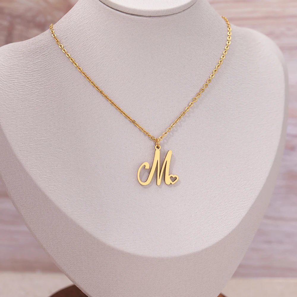 Stainless Steel Necklaces Letter M Heart Pendant Collar Chain Classic Fashion Texture Necklace For Women Jewelry Wedding Gifts