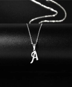 Fashion Initial Letter Pendant Necklace for Women Simple Stainless Steel Letter Glossy Clavicle Chain Choker Necklaces Jewelry