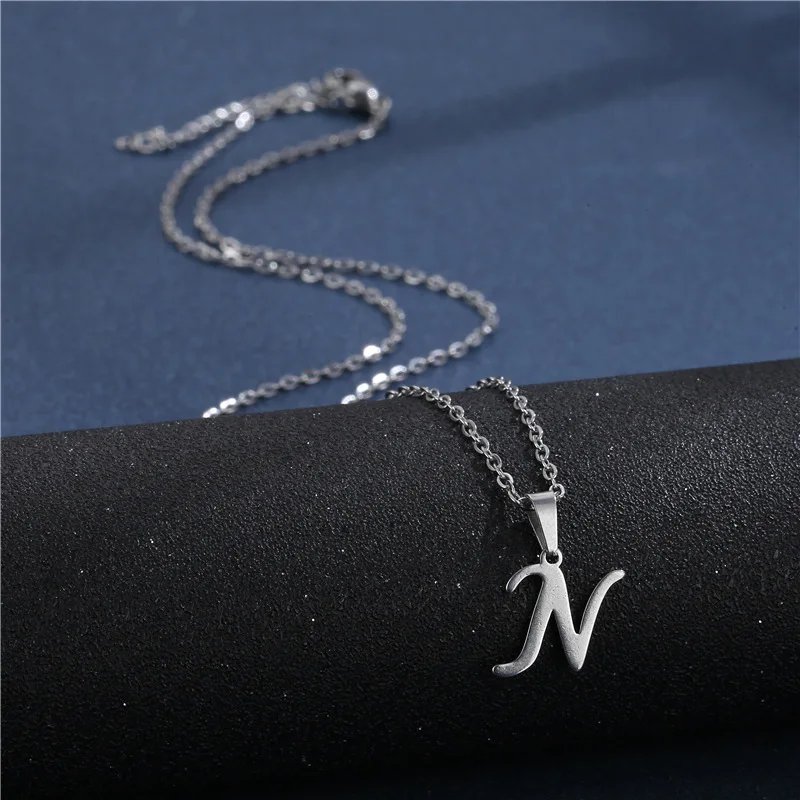 Fashion Initial Letter Pendant Necklace for Women Simple Stainless Steel Letter Glossy Clavicle Chain Choker Necklaces Jewelry Fashion Initial Letter Pendant Necklace for Women Simple Stainless Steel Letter Glossy Clavicle Chain Choker Necklaces Jewelry