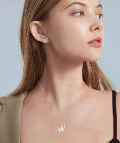 Alternative view of Fashion Initial Letter Pendant Necklace for Women Simple Stainless Steel Letter Glossy Clavicle Chain Choker Necklaces Jewelry