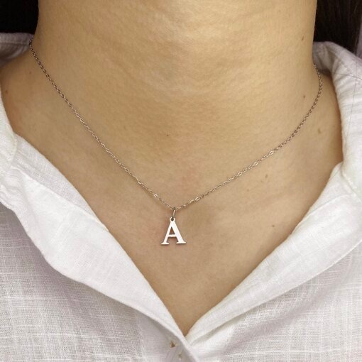 2024 New Glossy Letter DIY 26 Initial Jewelry Pendant Stainless Steel Necklace Birthday Gift Female