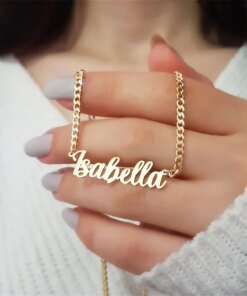 Personalized Name Necklace Custom Pendant Stainless Stee Gold 5mm Cuban Chain Necklaces for Women Men Customized Letter Jewelry