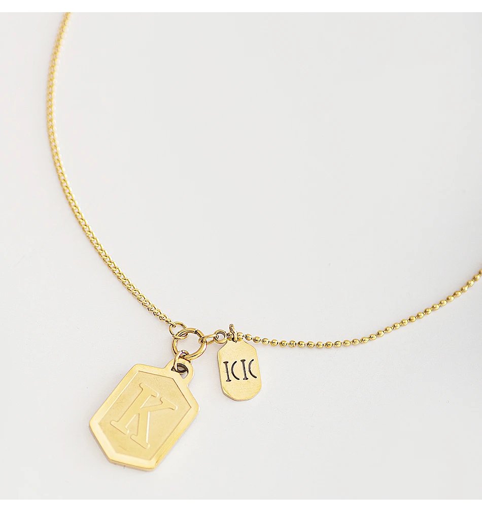 Gold Plated Europe And America Trendy Stainless Steel Necklace For Women Personality K Letter Pendant Ins Fashion Party Jewelry
