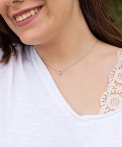 Alternative view of Alphabet Letter First Name A-Z Slide Pendant Necklace Silver Gold Color Plated Metal Chain For Women Gift