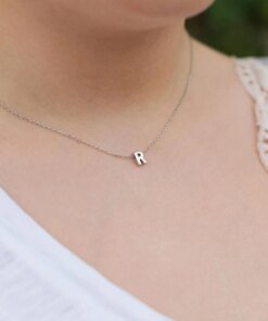 Alphabet Letter First Name A-Z Slide Pendant Necklace Silver Gold Color Plated Metal Chain For Women Gift