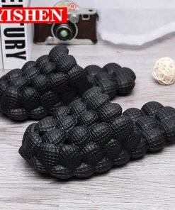 YISHEN Slippers For Men Slides Flat Bubble Slippers Adult Sandals Beach Shoe Solid Color Home Slippers Bedroom Spa Sandals