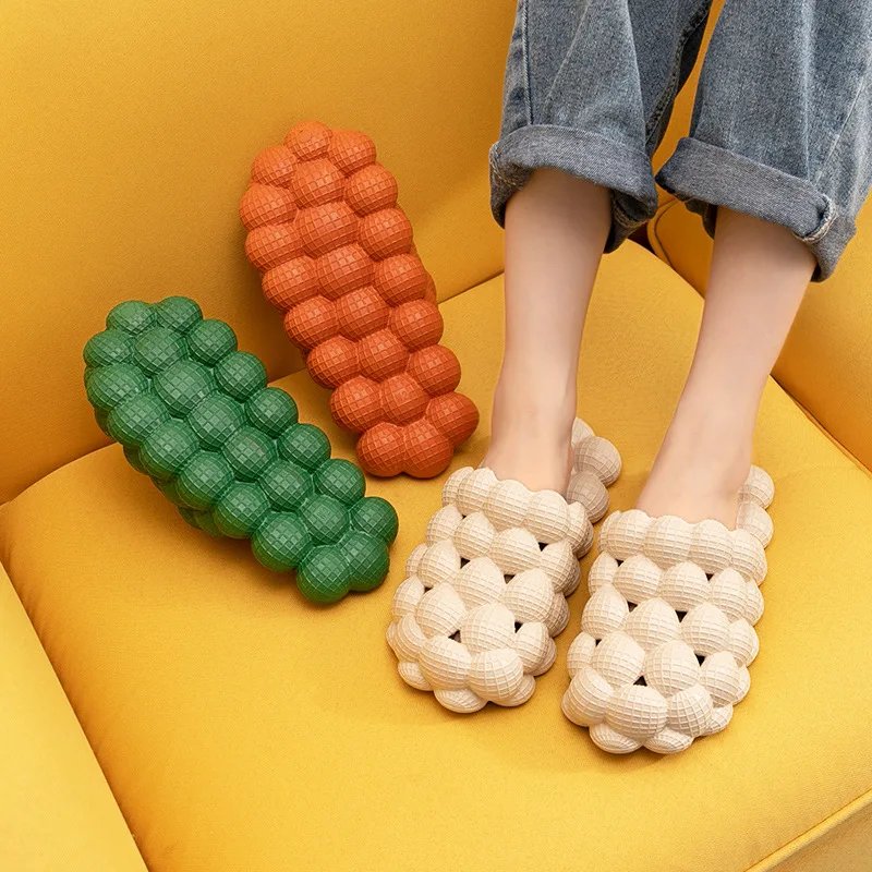 2023 Shoes for Women Slippers Bubble Slides Funny Massage Spa Slippers Pillow Slipppers Soft Anti-Slip Reflexology Sandals