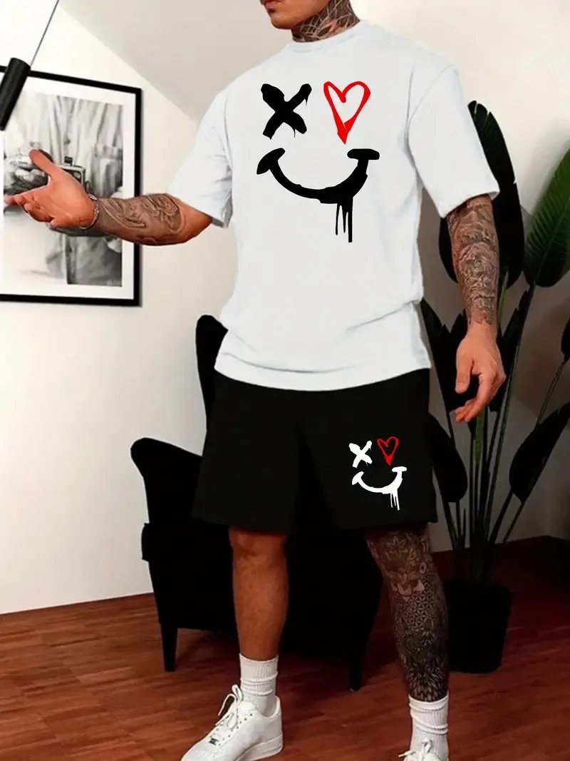 New Men’s Sets 3D Tracksuit Summer Fashion Clothes For Man TShirt Shorts 2 Piece Casual Suit Streetwear Oversized Mens Outfit