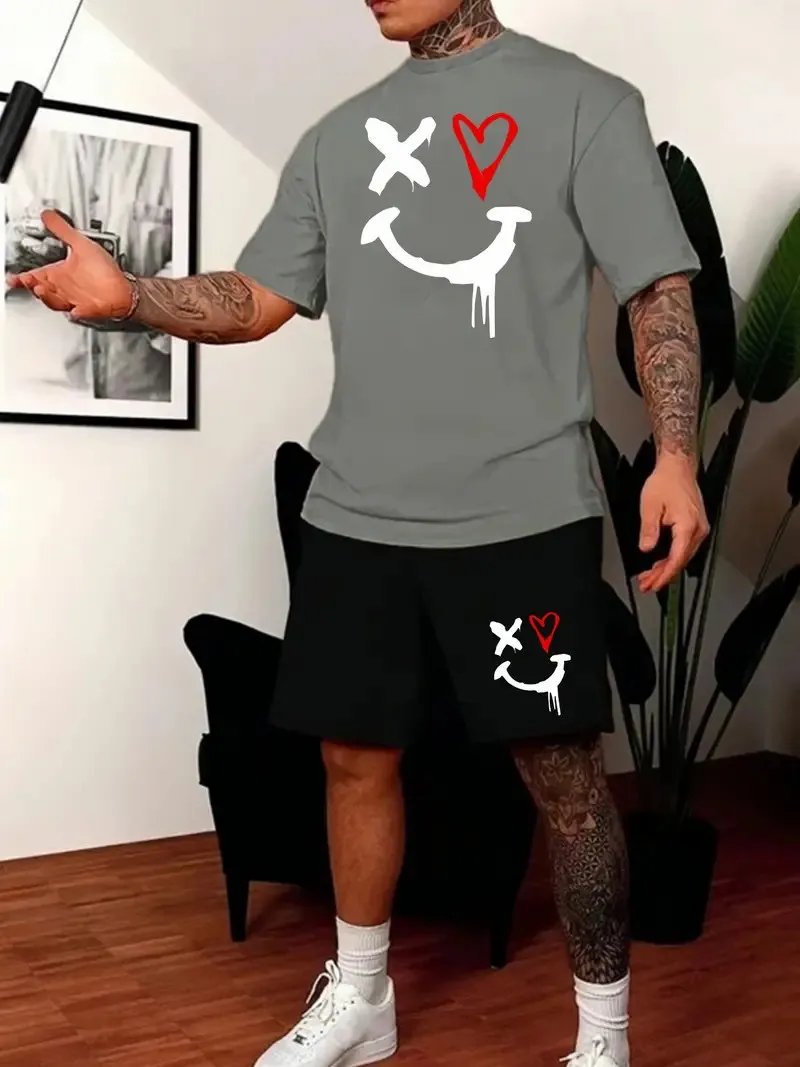 New Men’s Sets 3D Tracksuit Summer Fashion Clothes For Man TShirt Shorts 2 Piece Casual Suit Streetwear Oversized Mens Outfit