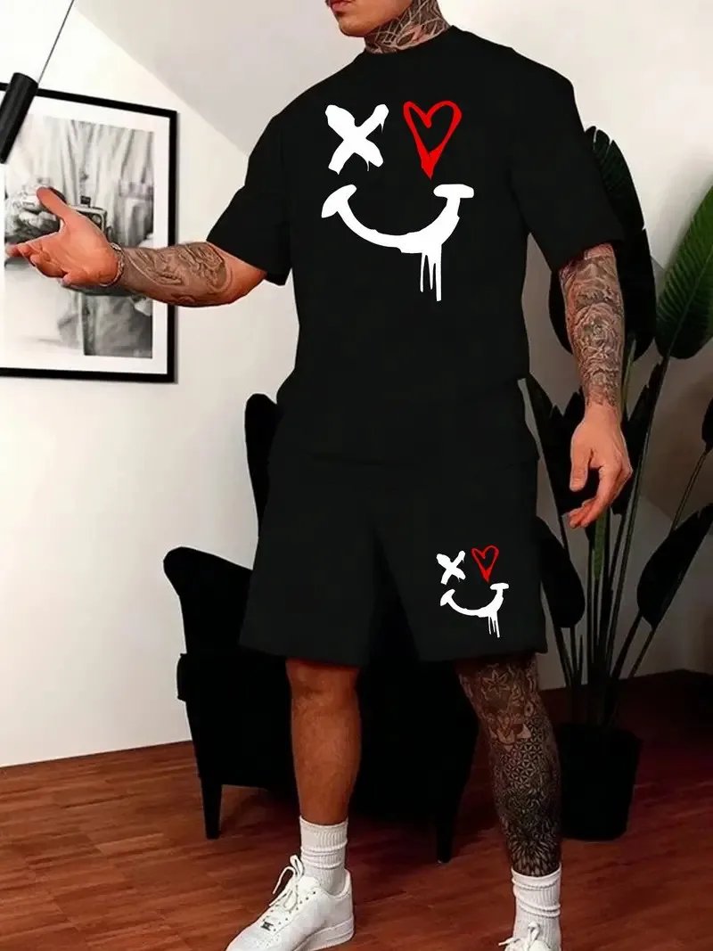 New Men’s Sets 3D Tracksuit Summer Fashion Clothes For Man TShirt Shorts 2 Piece Casual Suit Streetwear Oversized Mens Outfit