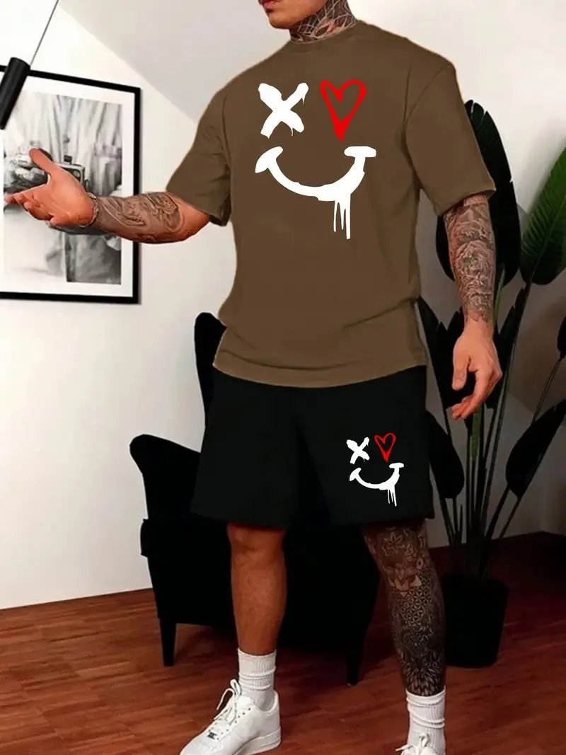 New Men’s Sets 3D Tracksuit Summer Fashion Clothes For Man TShirt Shorts 2 Piece Casual Suit Streetwear Oversized Mens Outfit