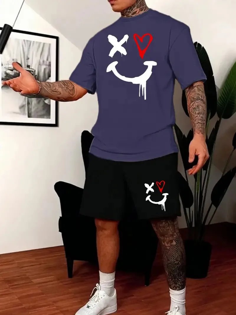 New Men’s Sets 3D Tracksuit Summer Fashion Clothes For Man TShirt Shorts 2 Piece Casual Suit Streetwear Oversized Mens Outfit