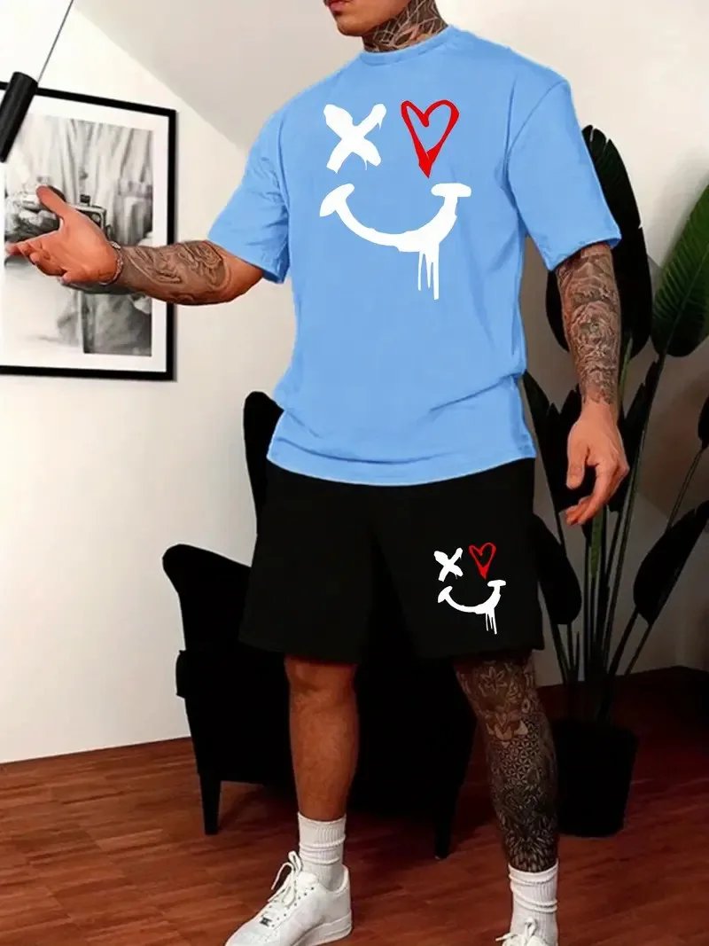 New Men’s Sets 3D Tracksuit Summer Fashion Clothes For Man TShirt Shorts 2 Piece Casual Suit Streetwear Oversized Mens Outfit