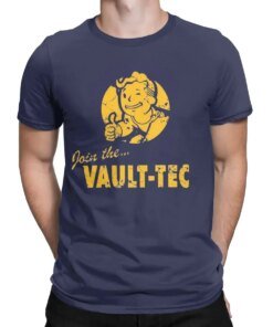 Alternative view of Men T-Shirt Join The Vaults Tec Fallouts Fashion 100% Cotton Tees Short Sleeve T Shirts O Neck Clothes 6XL