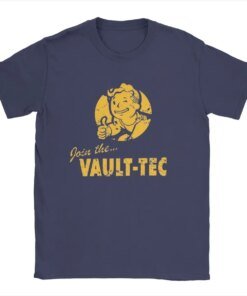 Men T-Shirt Join The Vaults Tec Fallouts Fashion 100% Cotton Tees Short Sleeve T Shirts O Neck Clothes 6XL