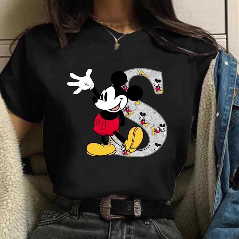 Mickey Mouse A-Z 26 Disney English Letter Graphic Women T-shirt Girl Tee Tops Summer Harajuku Female Y2K Ladies Clothes 2024 Mickey Mouse A-Z 26 Disney English Letter Graphic Women T-shirt Girl Tee Tops Summer Harajuku Female Y2K Ladies Clothes 2024