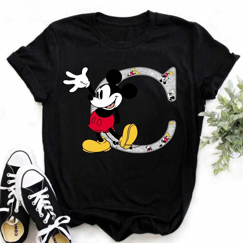 Mickey Mouse A-Z 26 Disney English Letter Graphic Women T-shirt Girl Tee Tops Summer Harajuku Female Y2K Ladies Clothes 2024 Mickey Mouse A-Z 26 Disney English Letter Graphic Women T-shirt Girl Tee Tops Summer Harajuku Female Y2K Ladies Clothes 2024