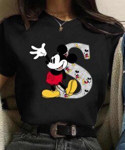 Mickey Mouse A-Z 26 Disney English Letter Graphic Women T-shirt Girl Tee Tops Summer Harajuku Female Y2K Ladies Clothes 2024