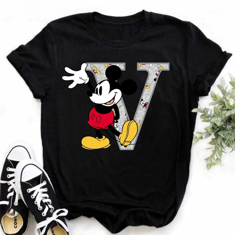 Mickey Mouse A-Z 26 Disney English Letter Graphic Women T-shirt Girl Tee Tops Summer Harajuku Female Y2K Ladies Clothes 2024 Mickey Mouse A-Z 26 Disney English Letter Graphic Women T-shirt Girl Tee Tops Summer Harajuku Female Y2K Ladies Clothes 2024