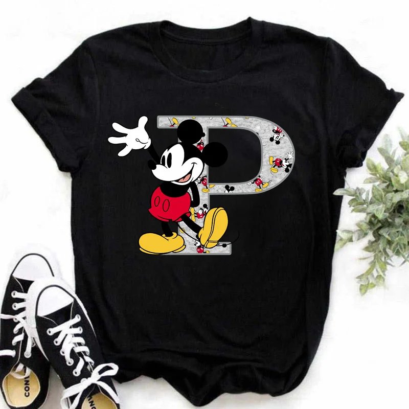Mickey Mouse A-Z 26 Disney English Letter Graphic Women T-shirt Girl Tee Tops Summer Harajuku Female Y2K Ladies Clothes 2024 Mickey Mouse A-Z 26 Disney English Letter Graphic Women T-shirt Girl Tee Tops Summer Harajuku Female Y2K Ladies Clothes 2024